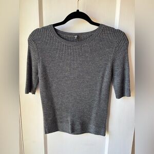 Uniqlo Charcoal Ribbed Knit Sweater